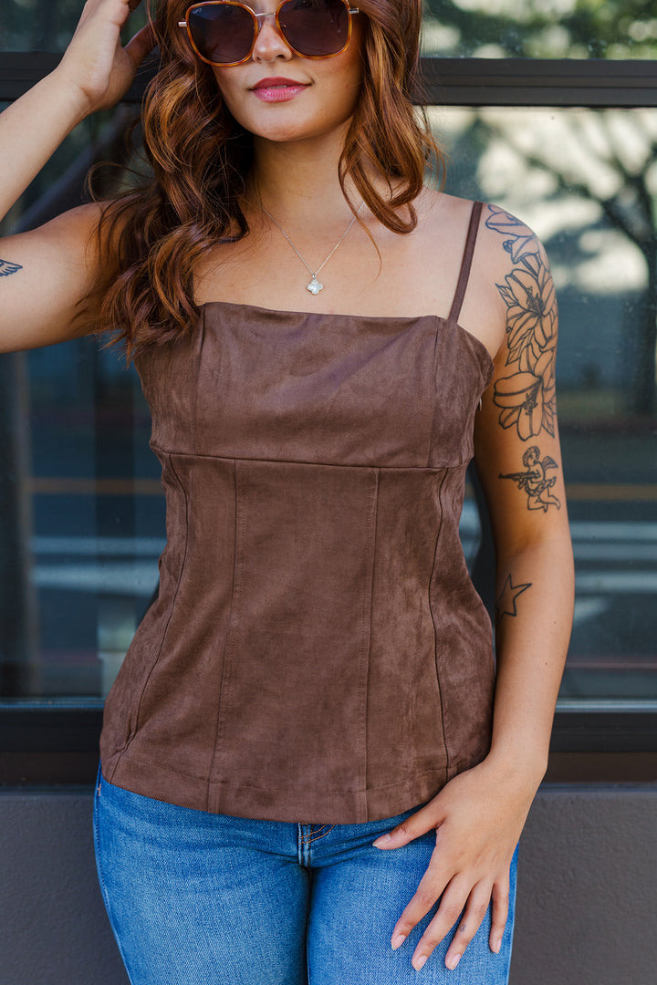 The Living For The Moment Suede Cami Top