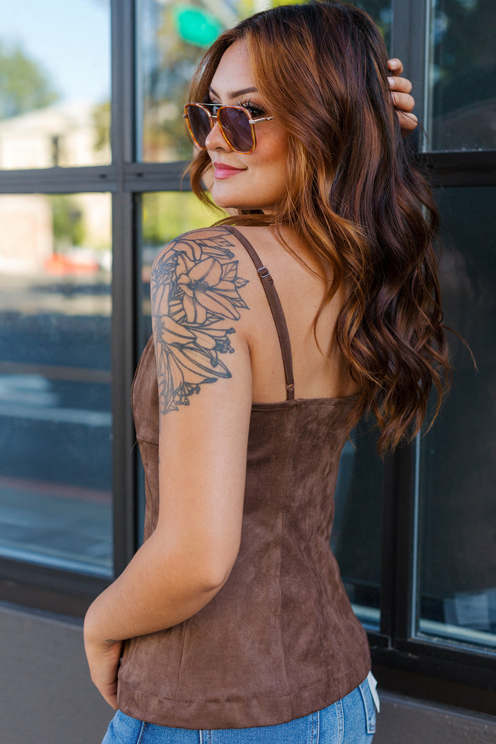 The Living For The Moment Suede Cami Top