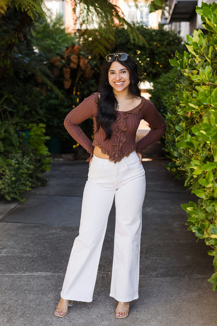 The Bright Side White Wide Leg Jeans