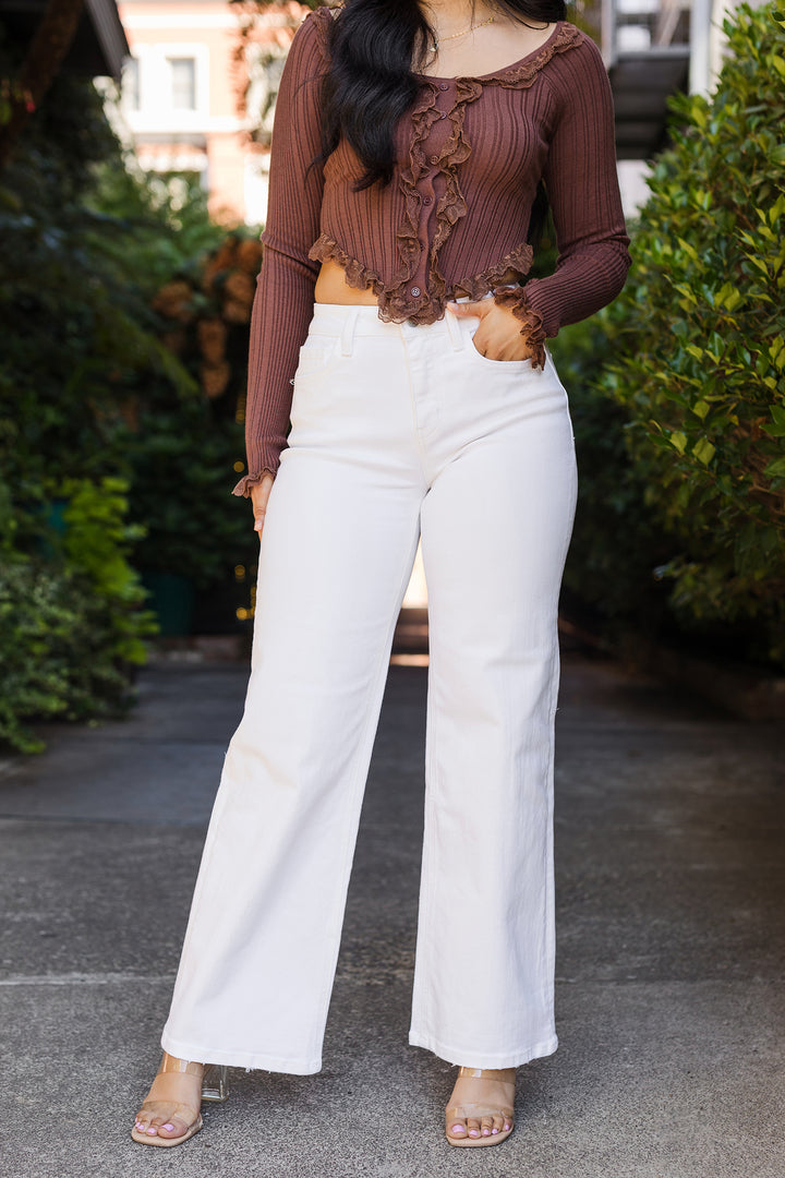 The Bright Side White Wide Leg Jeans