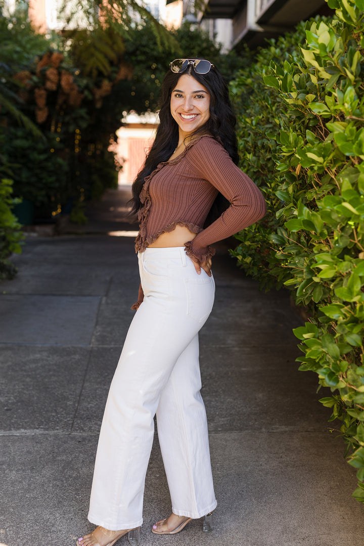 The Bright Side White Wide Leg Jeans