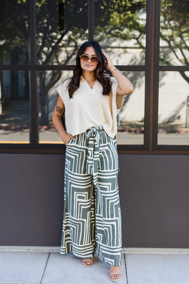 The Sentimental Sage Geo Print Wide Leg Pants
