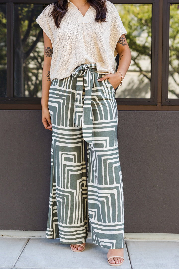 The Sentimental Sage Geo Print Wide Leg Pants