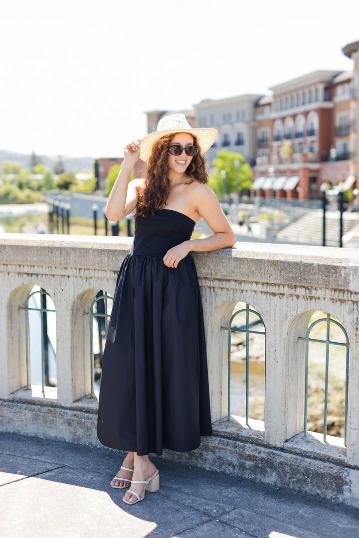 The Vivian Black Strapless Maxi Dress