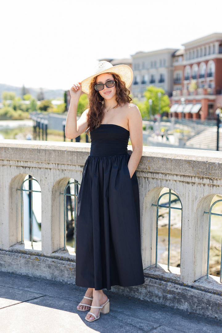 The Vivian Black Strapless Maxi Dress