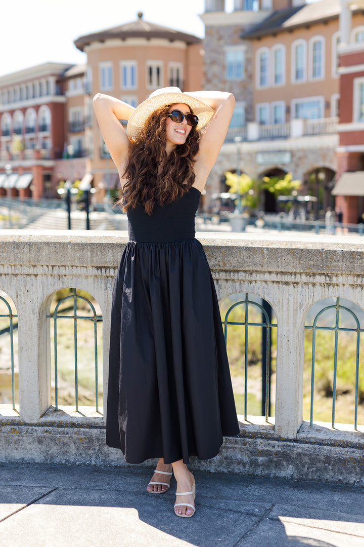 The Vivian Black Strapless Maxi Dress