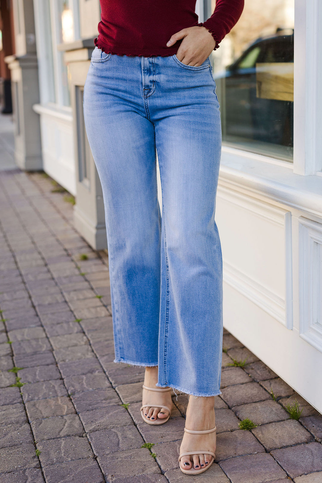 The Ciel Blue High Rise Wide Leg Jeans by Mica