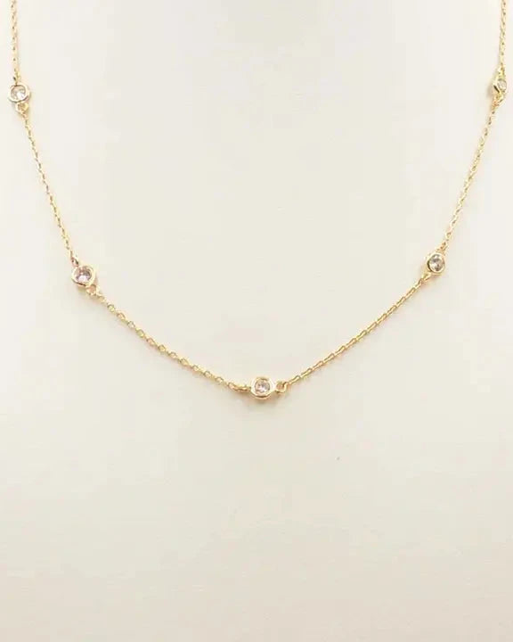 Gold Chain and Glass Crystal Necklace