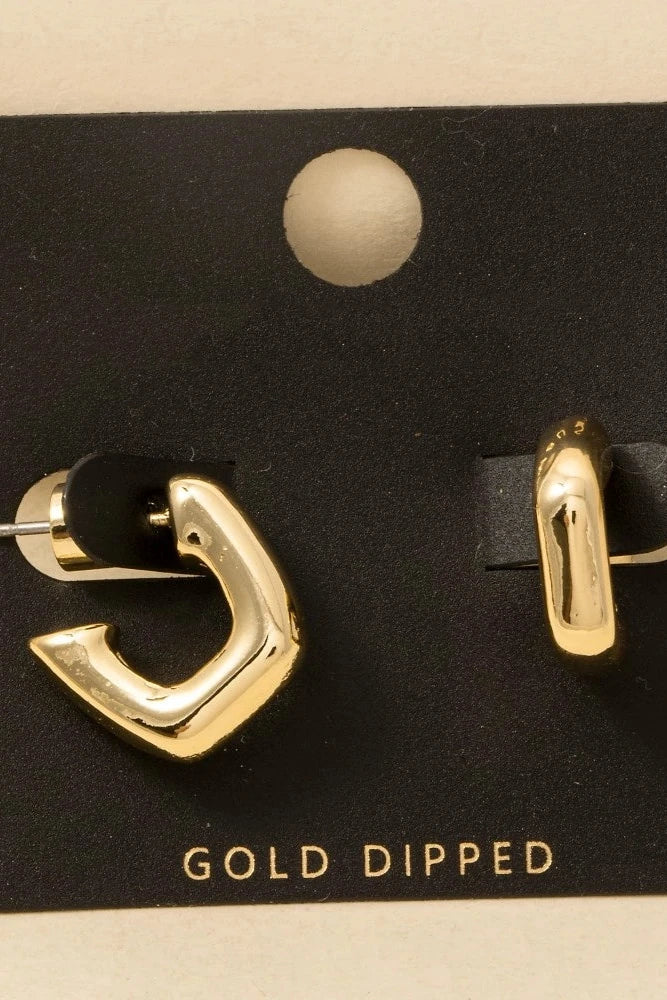 The Gold Dipped Simple Geometric Hoop Earrings