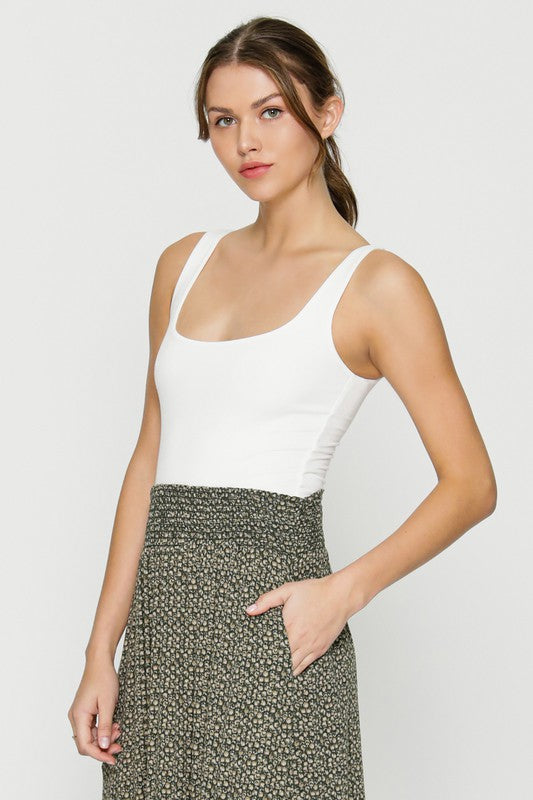 The Stella Square Neck Double Layer Tank Bodysuit