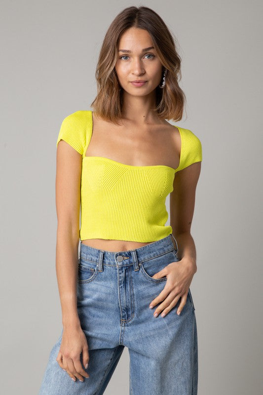 The Kira Cap Sleeve Ribbed Crop Top