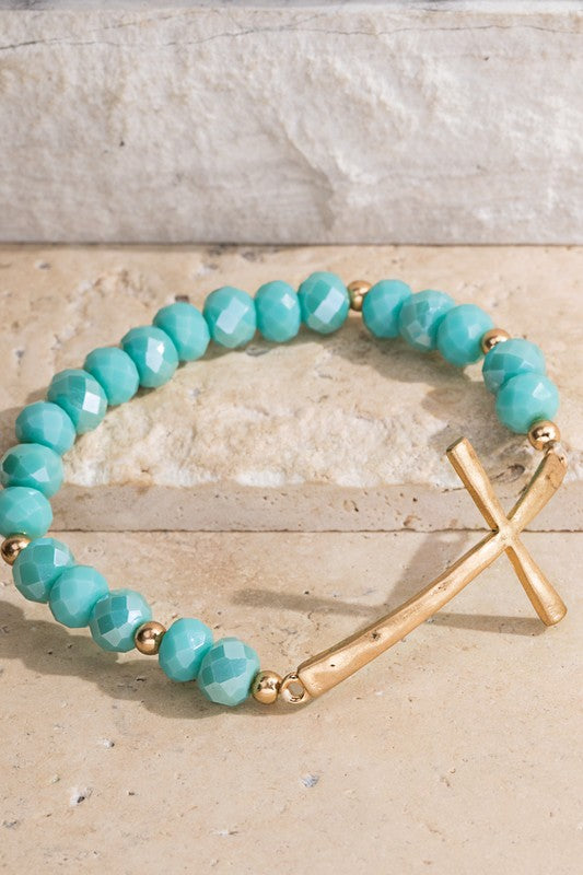 Hammered Metal Cross Bracelet