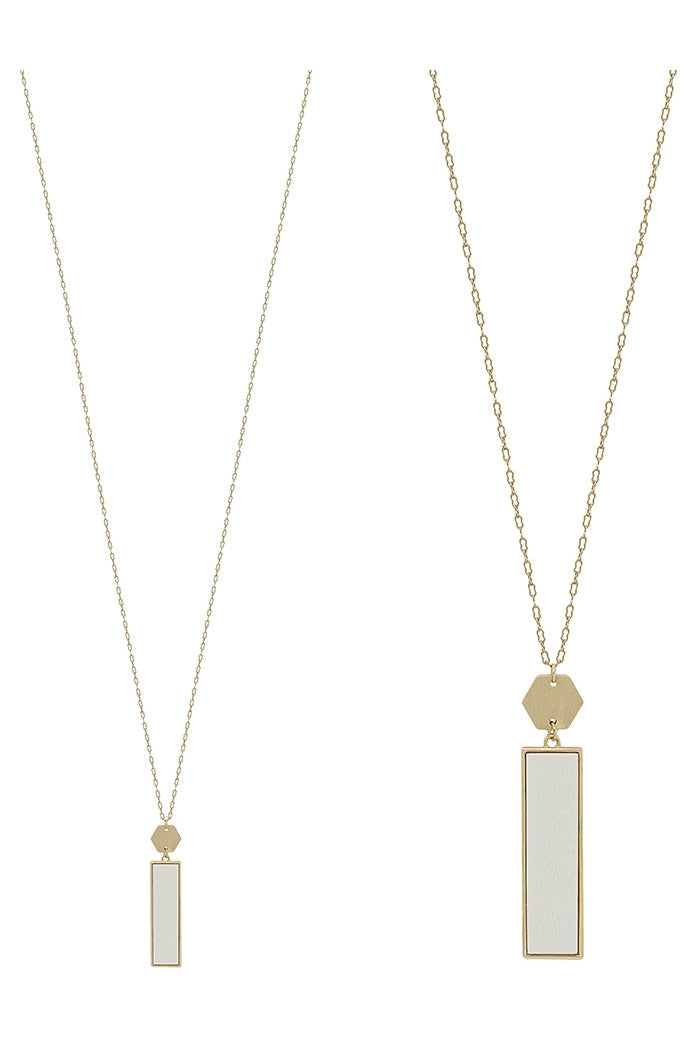 Hexagon Wood and Gold Necklace