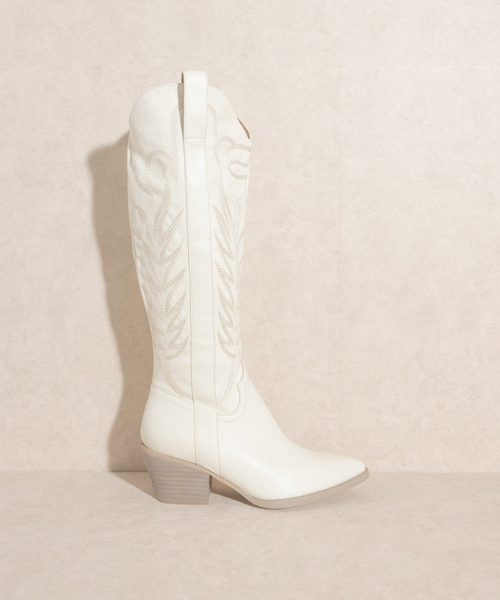 The Samara White Western Boots