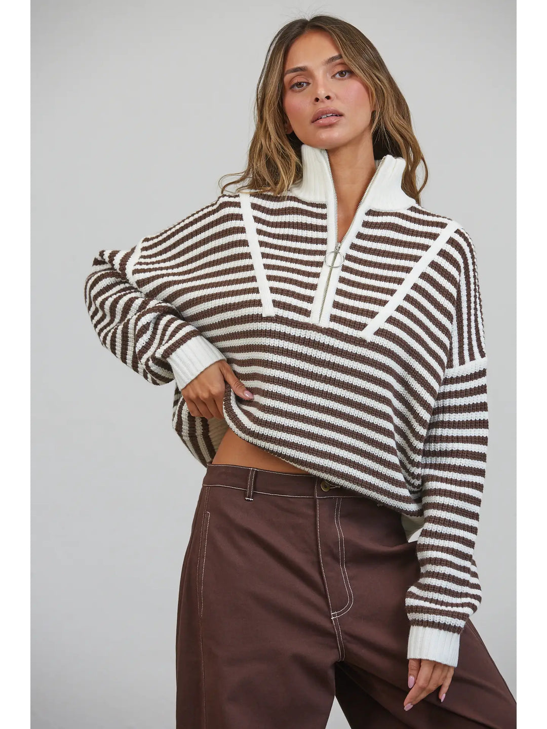 The Pacific Prep half-Zip Striped Sweater