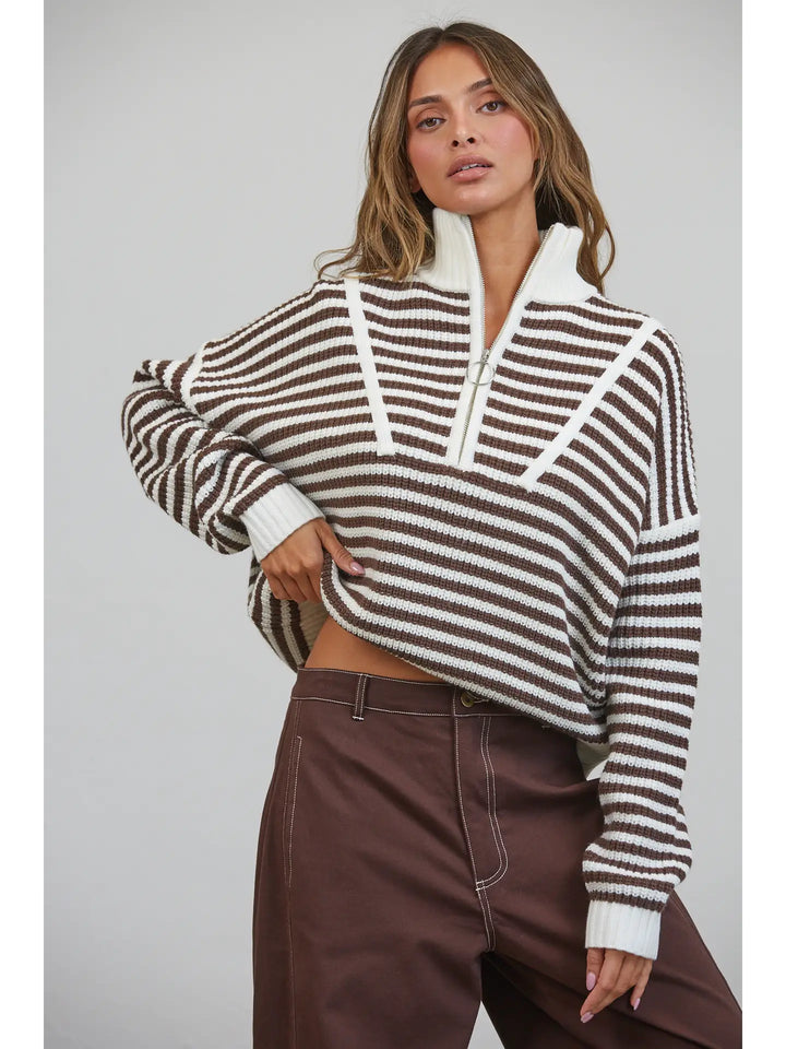 The Pacific Prep half-Zip Striped Sweater