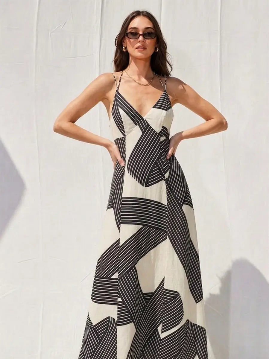 The Desert Horizon Open Back Maxi Dress