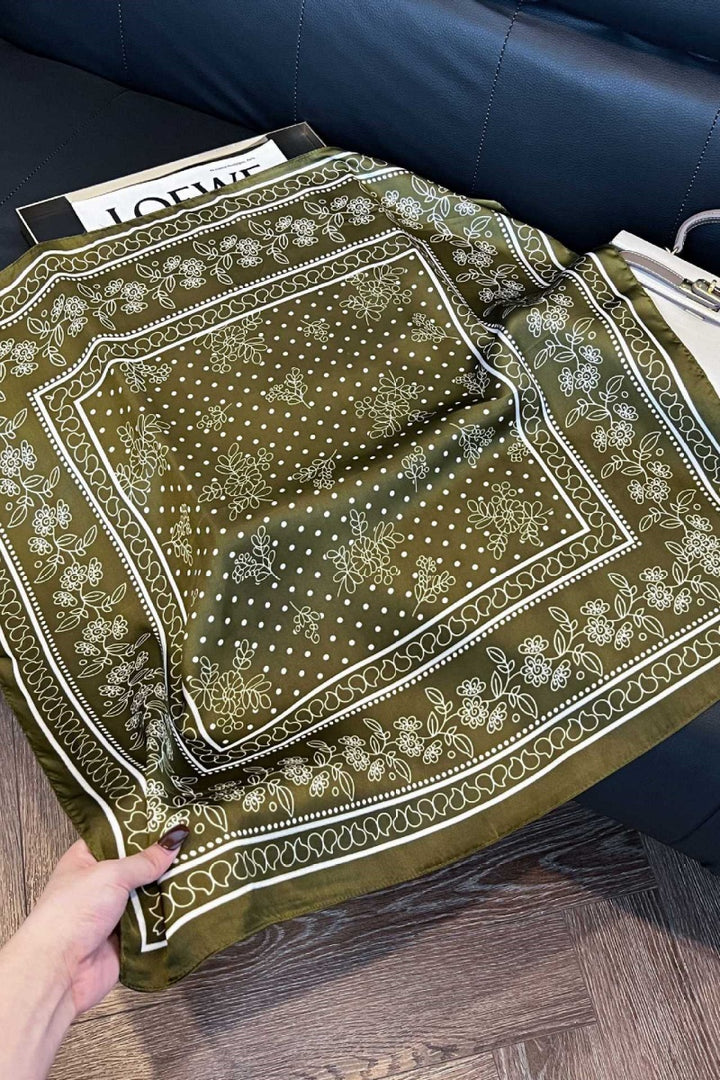 The Floral Dot Satin Square Scarves