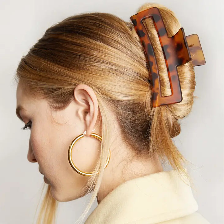 Open Rectangle Tortoiseshell 3-Piece Claw Clip Set by Kitsch
