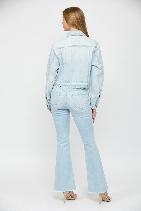 The He's Mine Cropped Boyfriend Light Denim Jacket