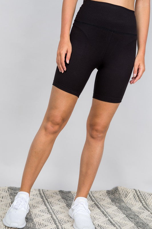 The Check It Off The List Black High Rise Ribbed Bike Shorts