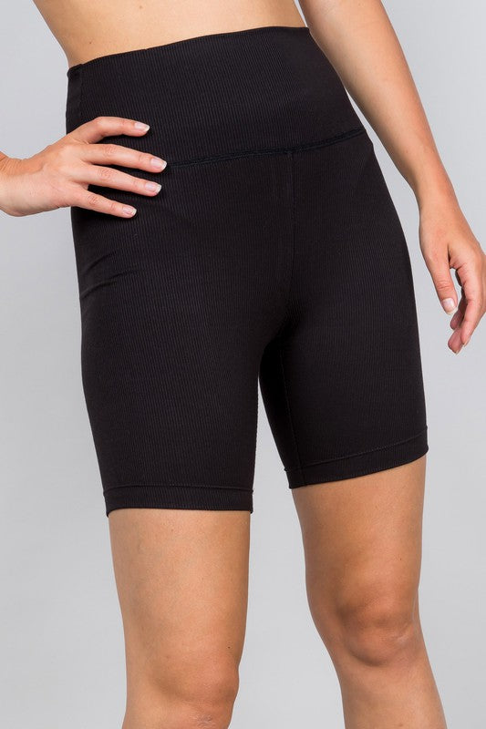 The Check It Off The List Black High Rise Ribbed Bike Shorts