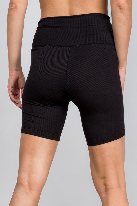 The Check It Off The List Black High Rise Ribbed Bike Shorts