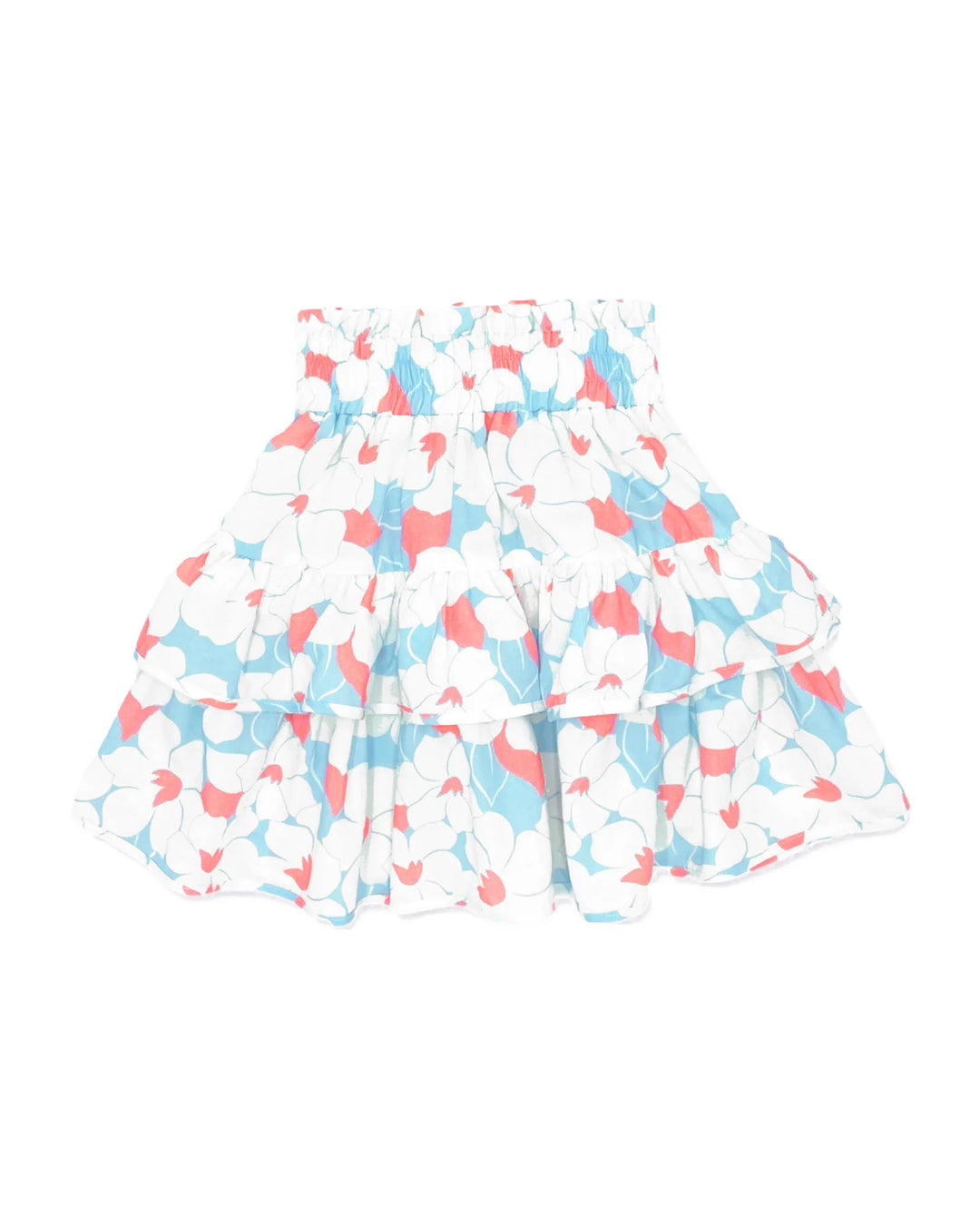 The Girls Alex Crystal Blue Floral Print Tiered Mini Skirt
