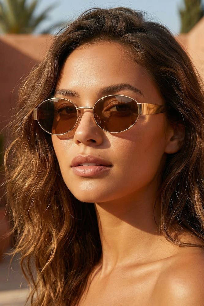 The Metal Frame Oval Lens Sunglasses