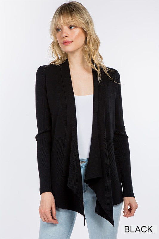 The Camille Ribbed Waterfall Cardigan