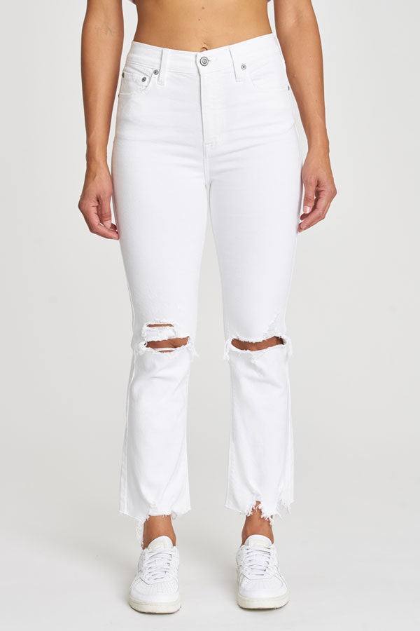 The Emery White High Rise Cropped Bootcut Jeans