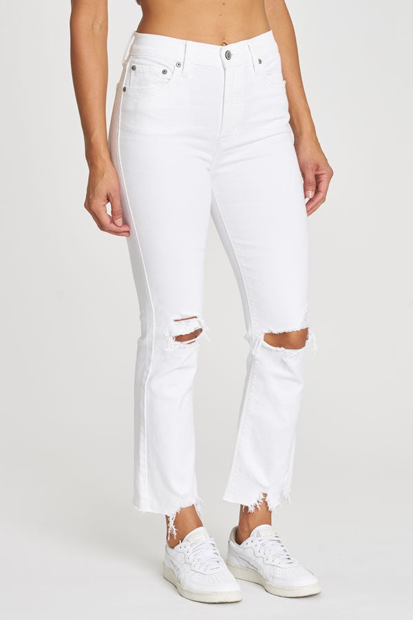 The Emery White High Rise Cropped Bootcut Jeans