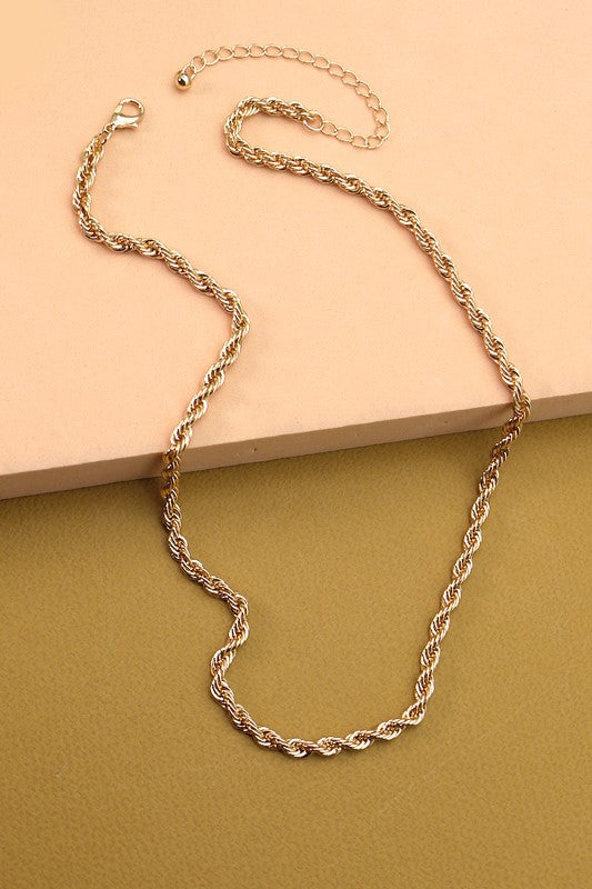 Classic Gold Rope Chain Necklace