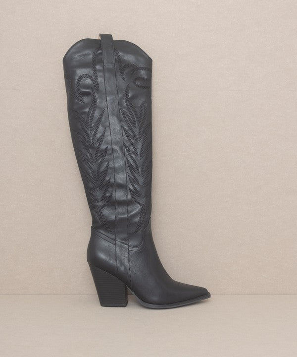 The Bronco Knee High Embroidered Cowgirl Boots