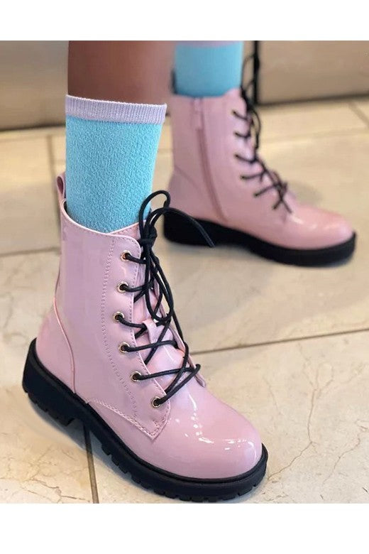 The Girls Pink Patent Leather Boots