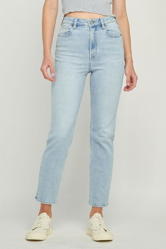 The Mason Medium Light Clean Classic Stretch Mom Jean