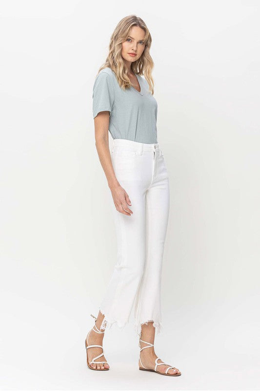 The Vintage White High Rise Cropped Flare Jeans
