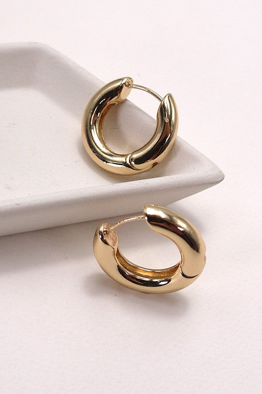 Classic Gold Chunky Huggie Hoop Earrings