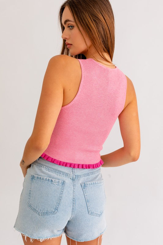 The Aubrey Two Tone Ribbed Tank Top