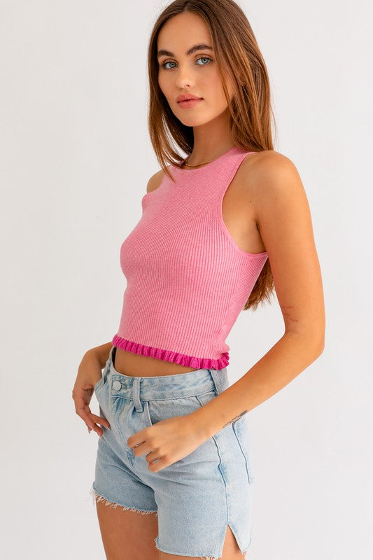 The Aubrey Two Tone Ribbed Tank Top