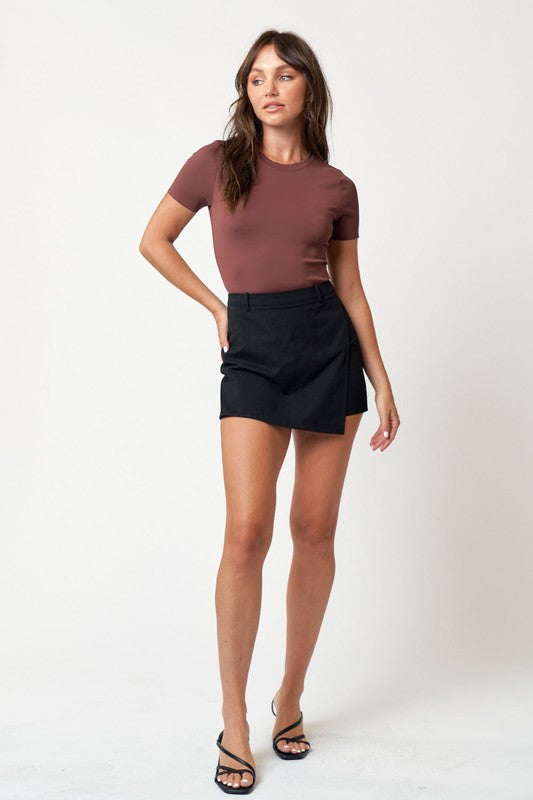 The All Wrapped Up Black Mini Skort