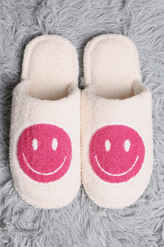 The Smiles for Miles Hot Pink Happy Face Slippers