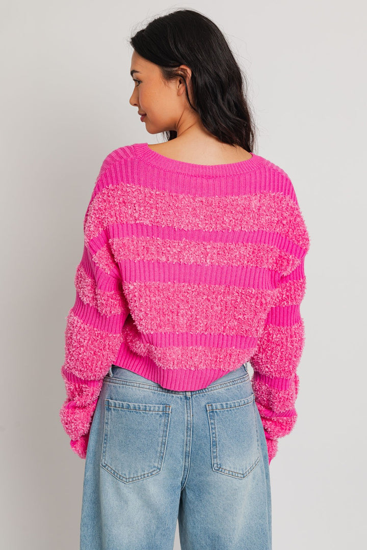 The Left On Read Pink Textured Sweater