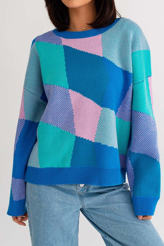 The Plaid Fusion Abstract Print Sweater