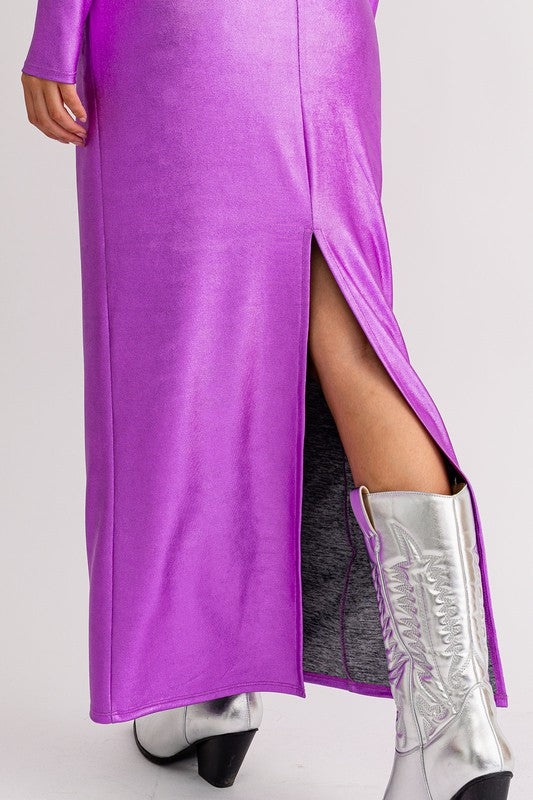 The Glam Girl Metallic Pink Fitted Maxi Skirt