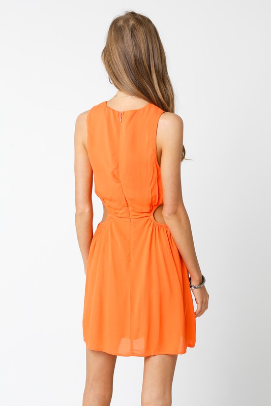 The Valentina Orange Cutout Mini Dress