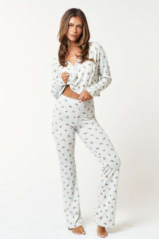The Blooming Comfort Floral Print Thermal Lounge Pants