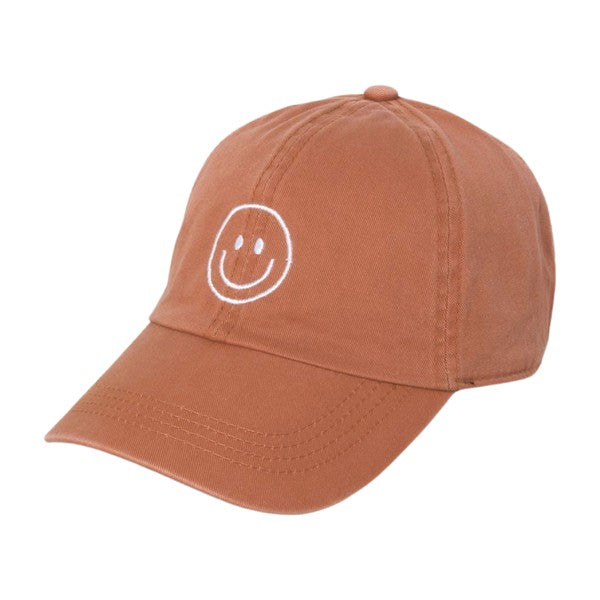 The Smiley Outline Stone Washed Baseball Cap