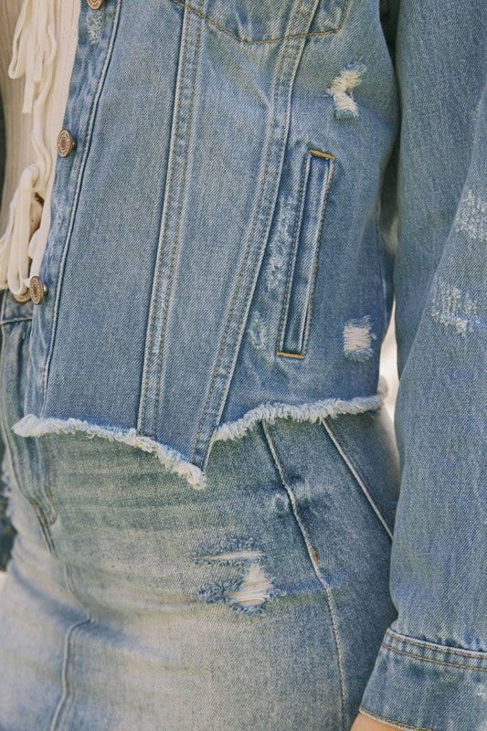 The Classic Trucker Raw Hem Denim Jacket