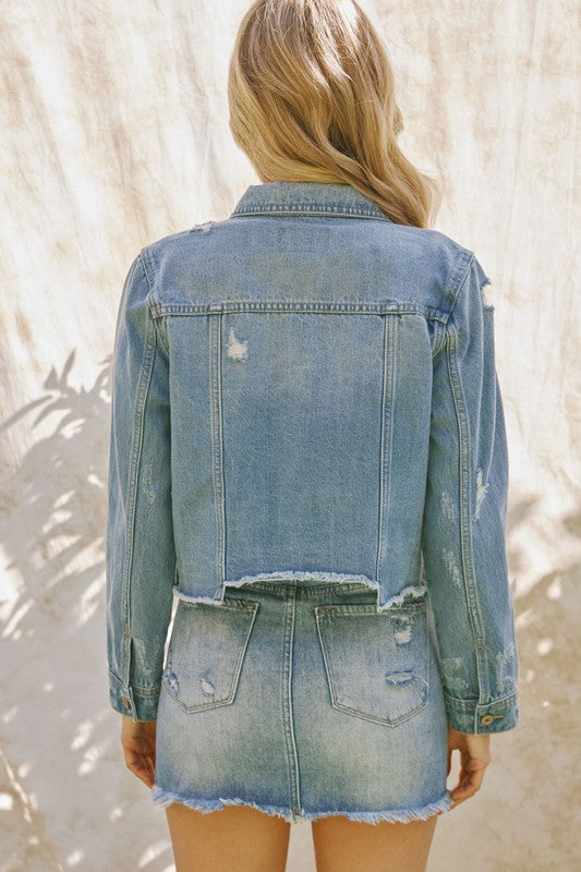 The Classic Trucker Raw Hem Denim Jacket